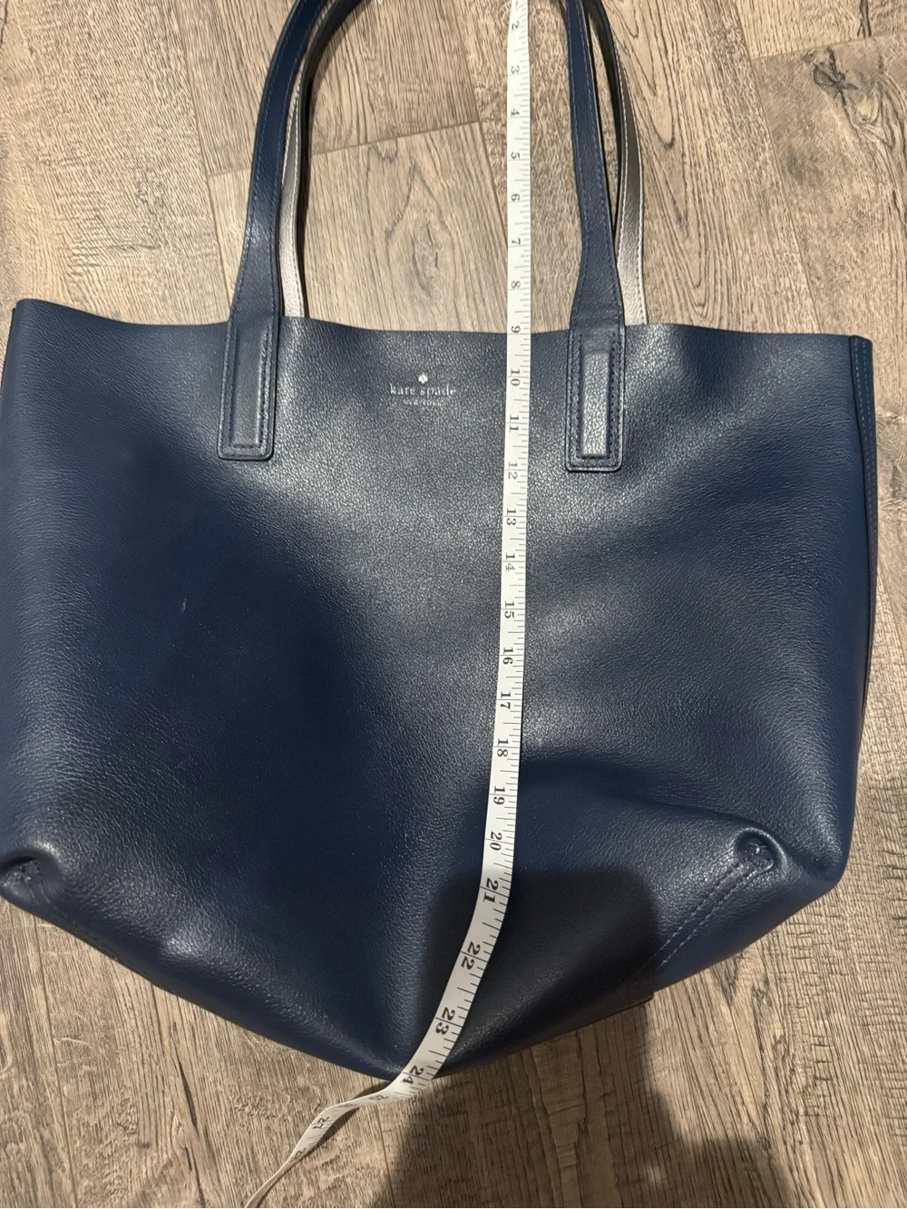 kate spade Navy Leather Tote with Top Handles